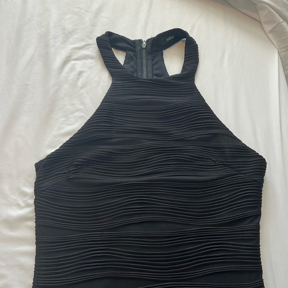 Black Millou cocktail dress with ripple detailing